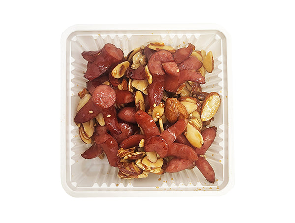 Sausage with almond gangjeong (Korean sweet and crispy sausage) – packaged for delivery | Banchan365