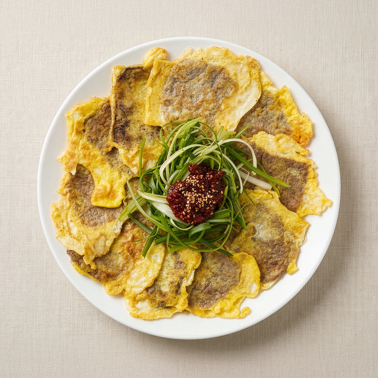 Sogogi yukjeon with pa-muchim (Korean beef pancake with green onion salad) | Banchan365