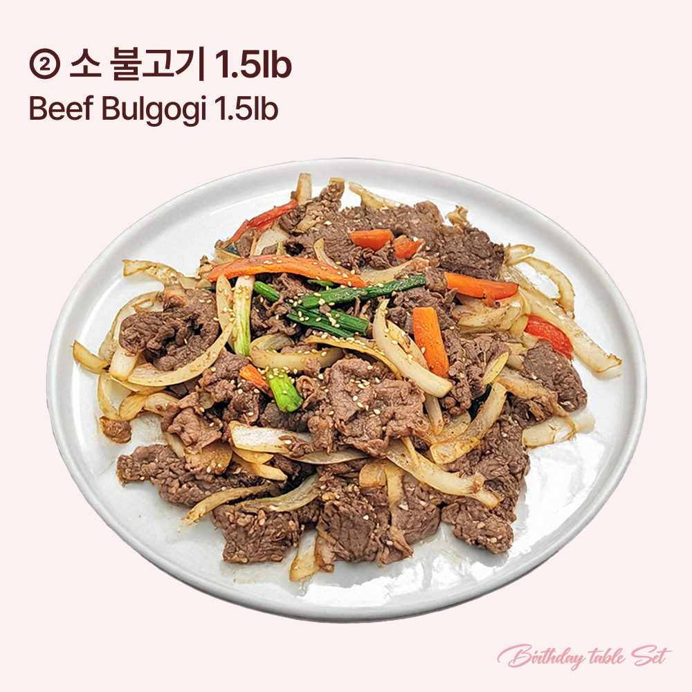 Korean birthday table set – galbi-jjim, japchae, miyeok-guk full meal served and plated | Banchan365