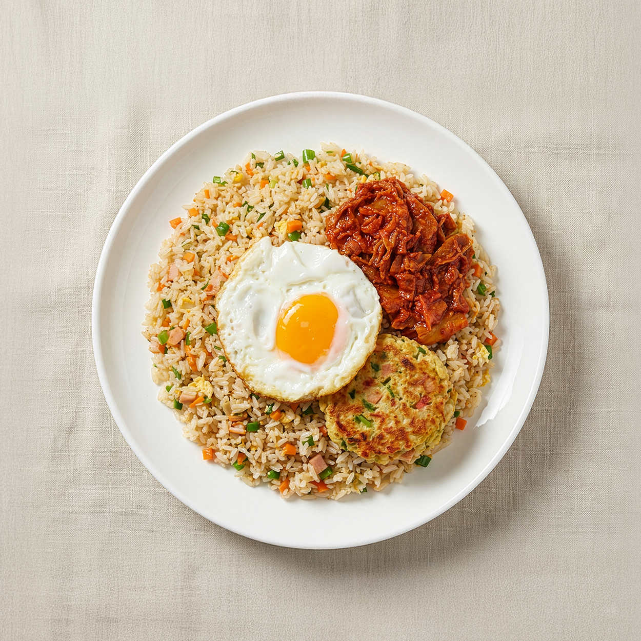 Close-up view of Korean chicken vegetable fried rice frozen lunchbox | Banchan365