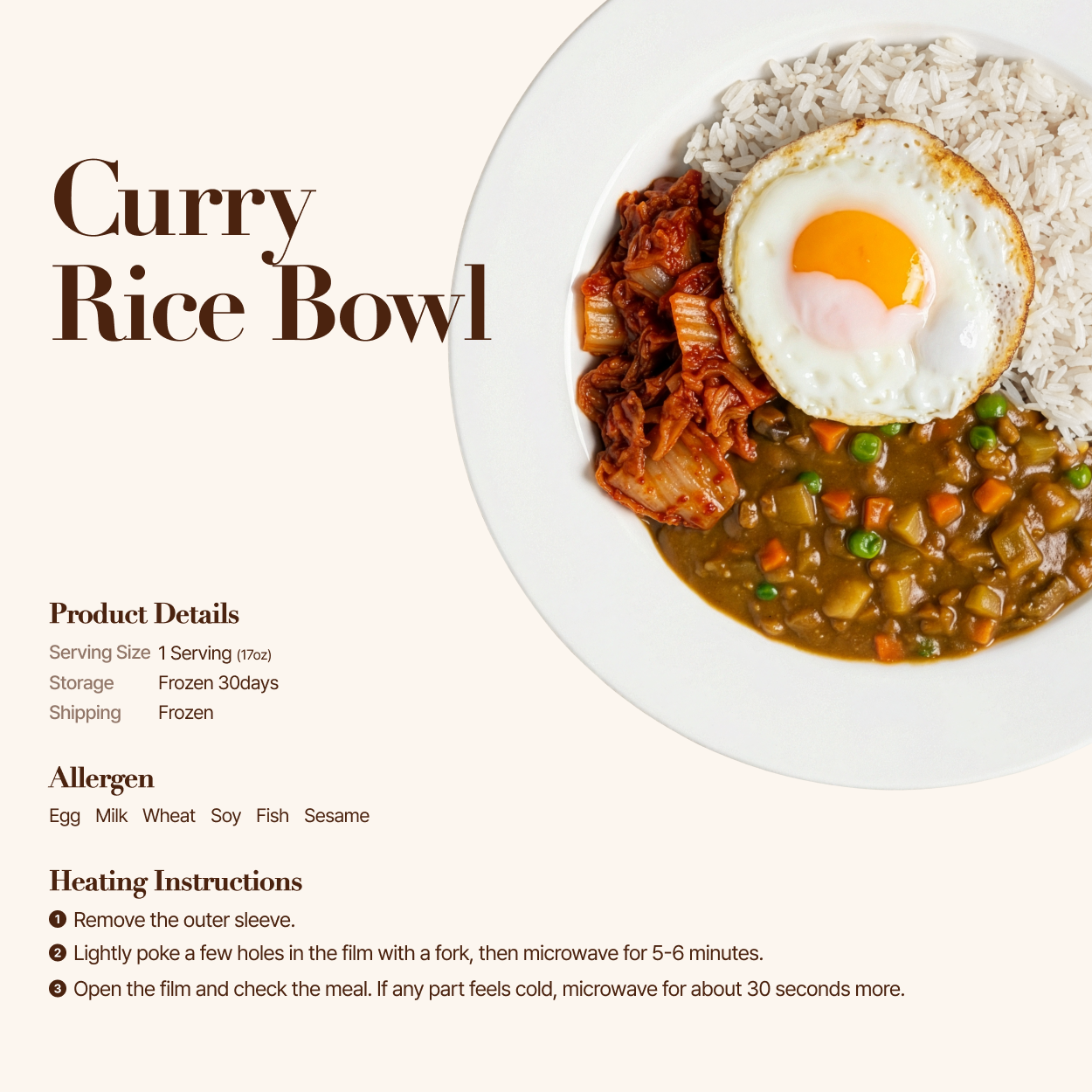 detail info of Korean curry rice bowl frozen lunchbox | Banchan365