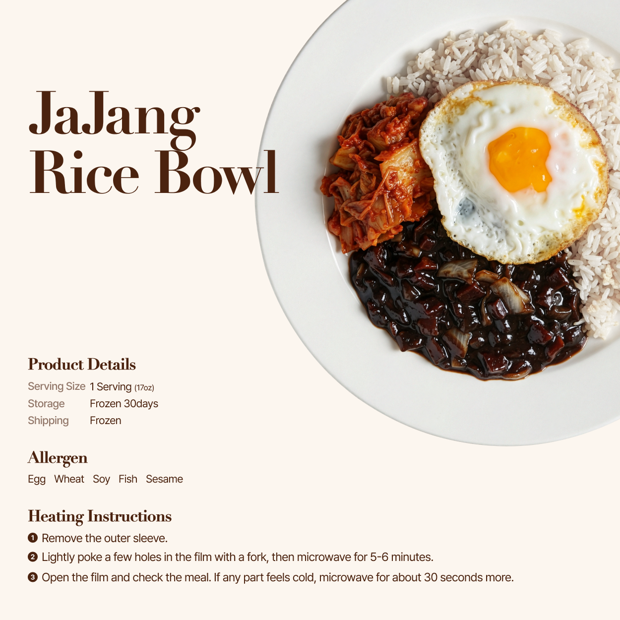 detail info of Korean jjajang rice bowl frozen lunchbox – black bean sauce | Banchan365
