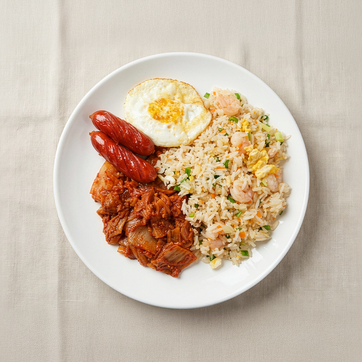 Close-up view of Korean shrimp vegetable fried rice frozen lunchbox | Banchan365