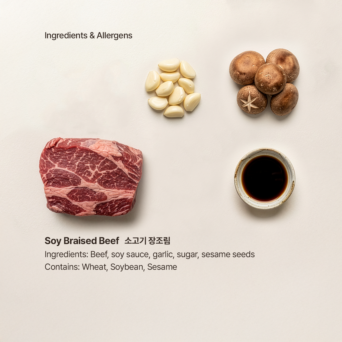 Ingredients for Jangjorim, Korean soy-braised beef | Banchan365