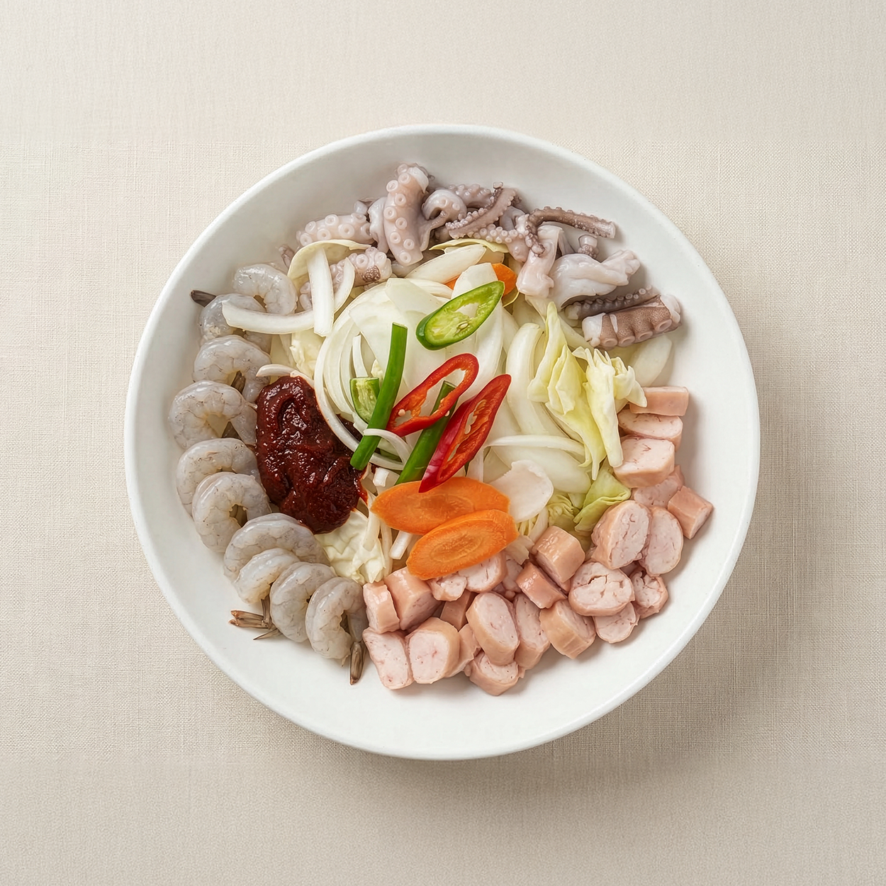 Banchan 365 Spicy Octopus Shrimp and Pork Intestine Stir Fry, ready to serve