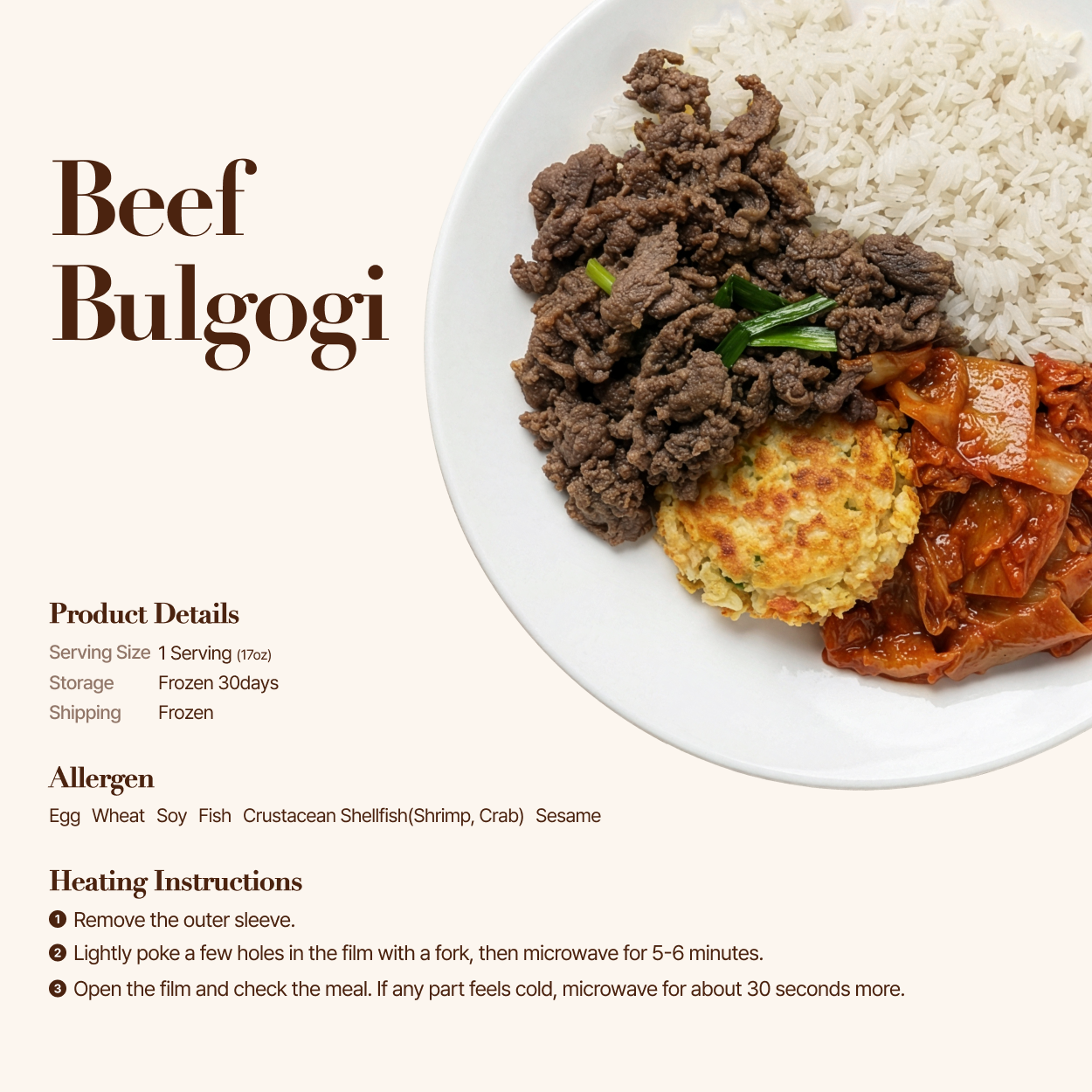 detail info of Korean bulgogi frozen lunchbox – beef and rice meal | Banchan365