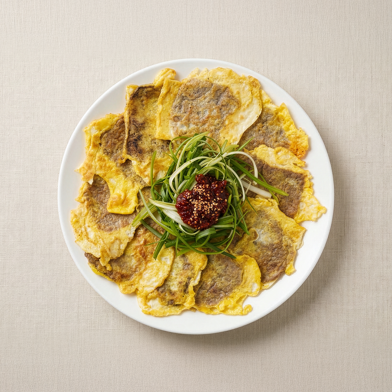 Beef Pancakes with Green Onion Salad