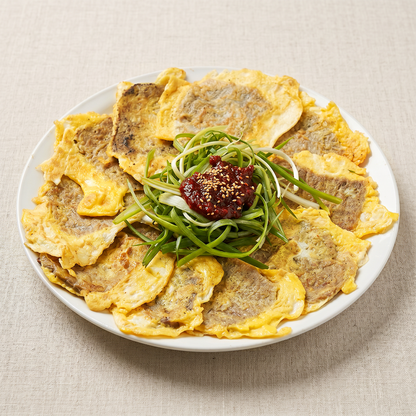 Sogogi yukjeon with pa-muchim (Korean beef pancake with green onion salad) | Banchan365