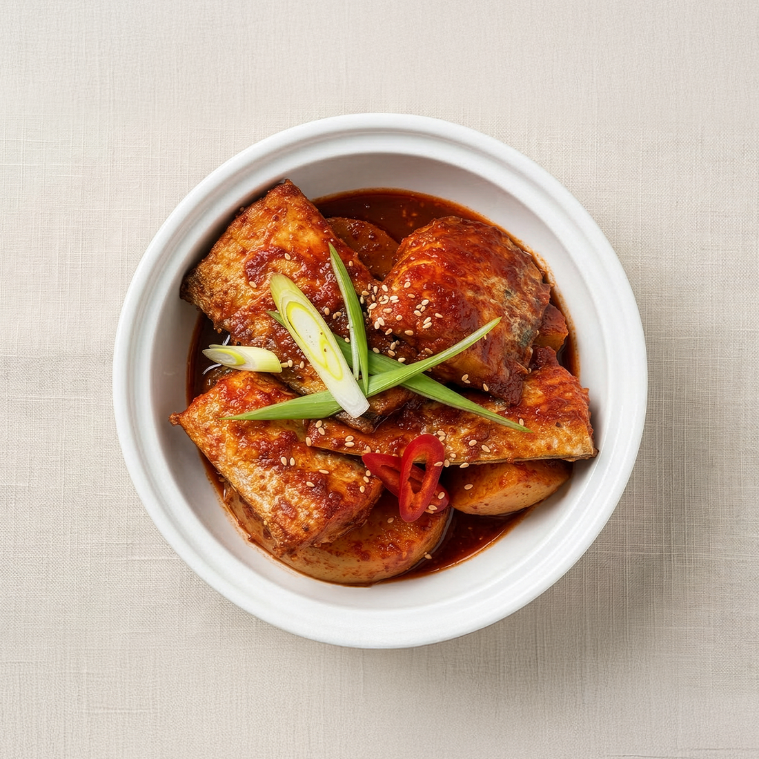 Banchan 365 Braised Cutlassfish with Radish, ready to serve