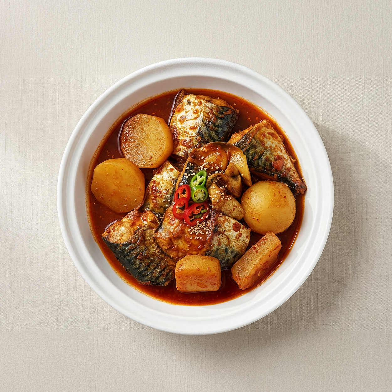 Godeungeo-jorim – Korean spicy braised mackerel with radish | Banchan365