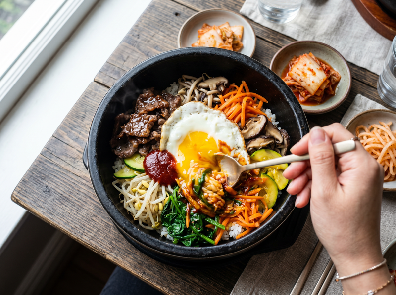 Bibimbap, properly mixed