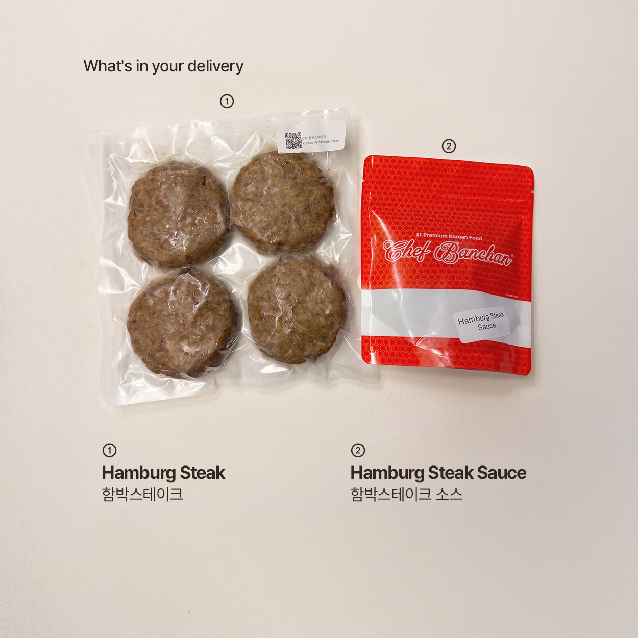 Housemade Korean hamburger steak packaged for delivery | Banchan365