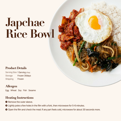 detail info of Korean japchae rice bowl frozen lunchbox – glass noodle | Banchan365