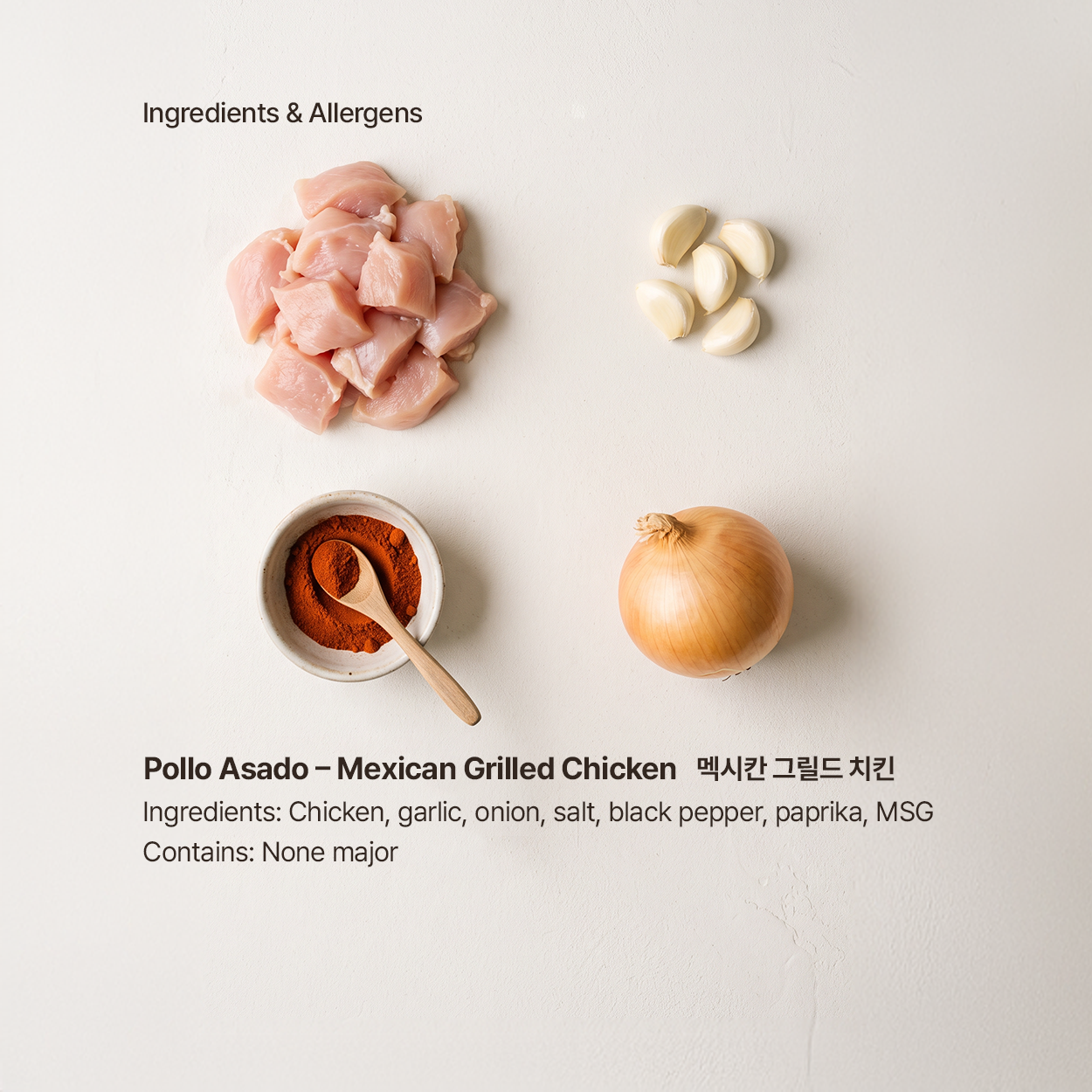 Ingredients for Pollo asado, Mexican grilled chicken | Banchan365