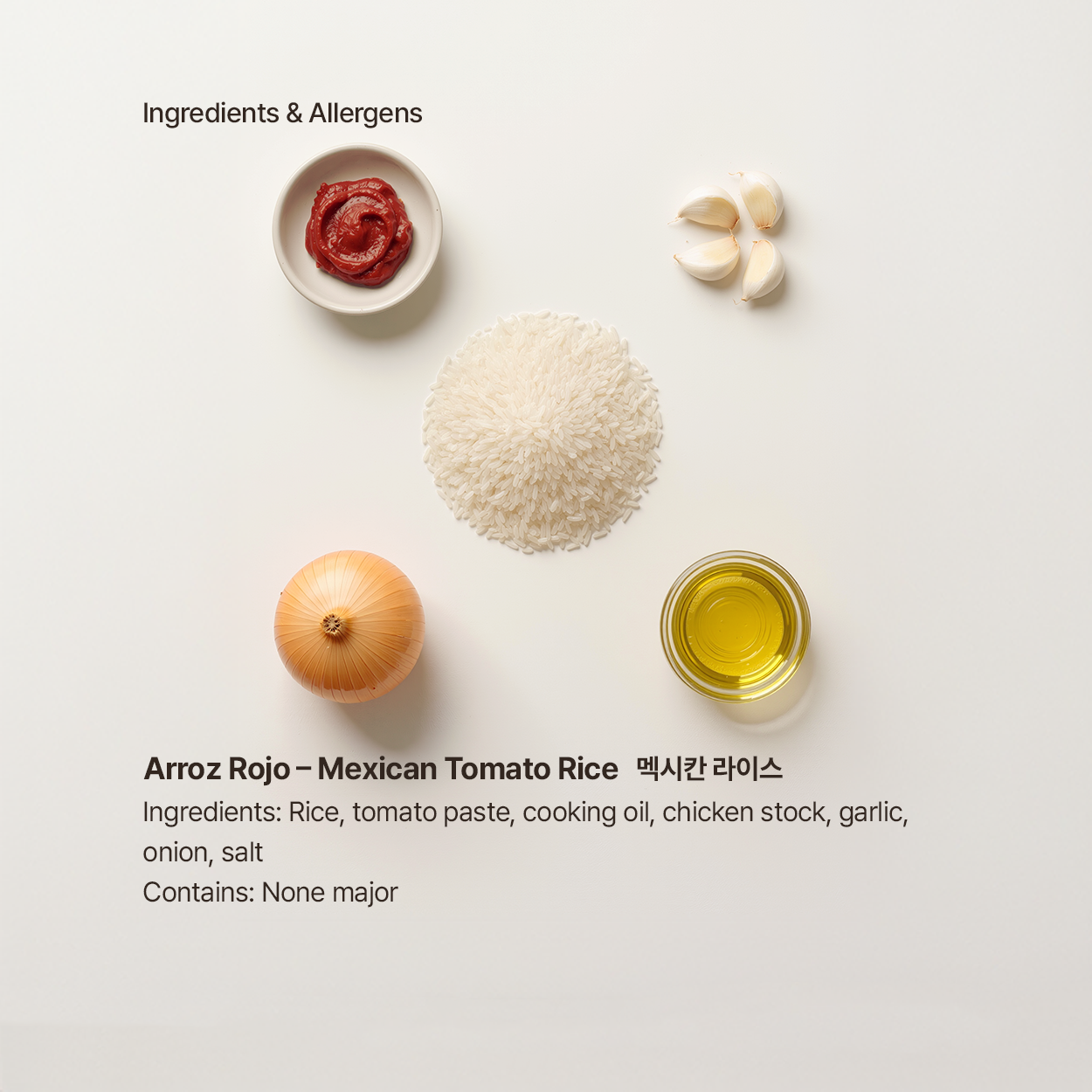 Ingredients for Arroz rojo, Mexican tomato rice | Banchan365