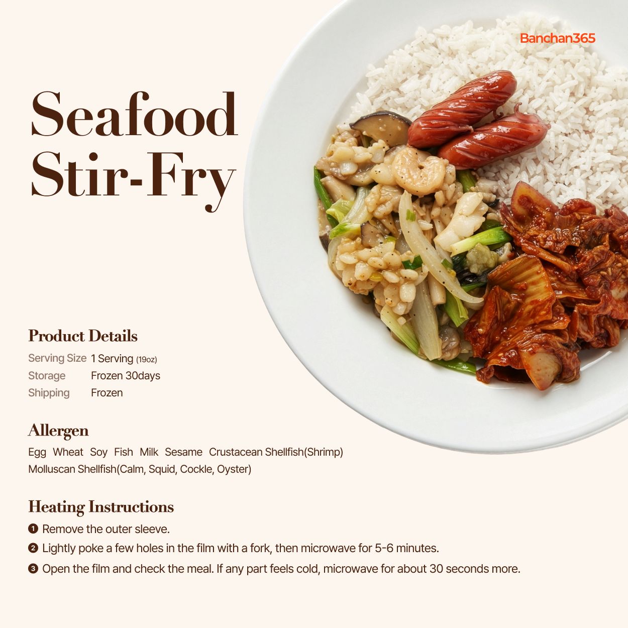detail info of Korean stir-fried seafood frozen lunchbox | Banchan365