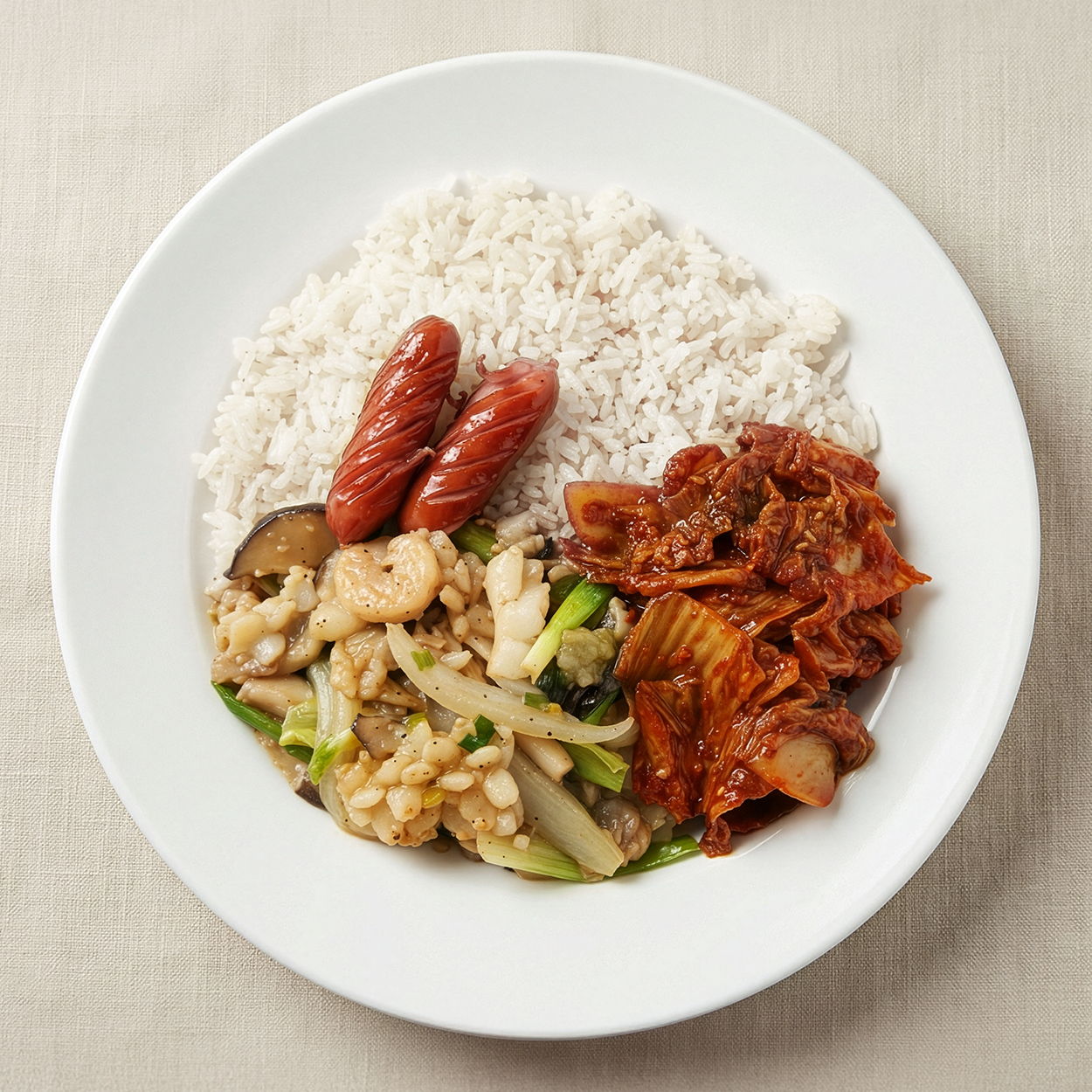 Close-up view of Korean stir-fried seafood frozen lunchbox | Banchan365