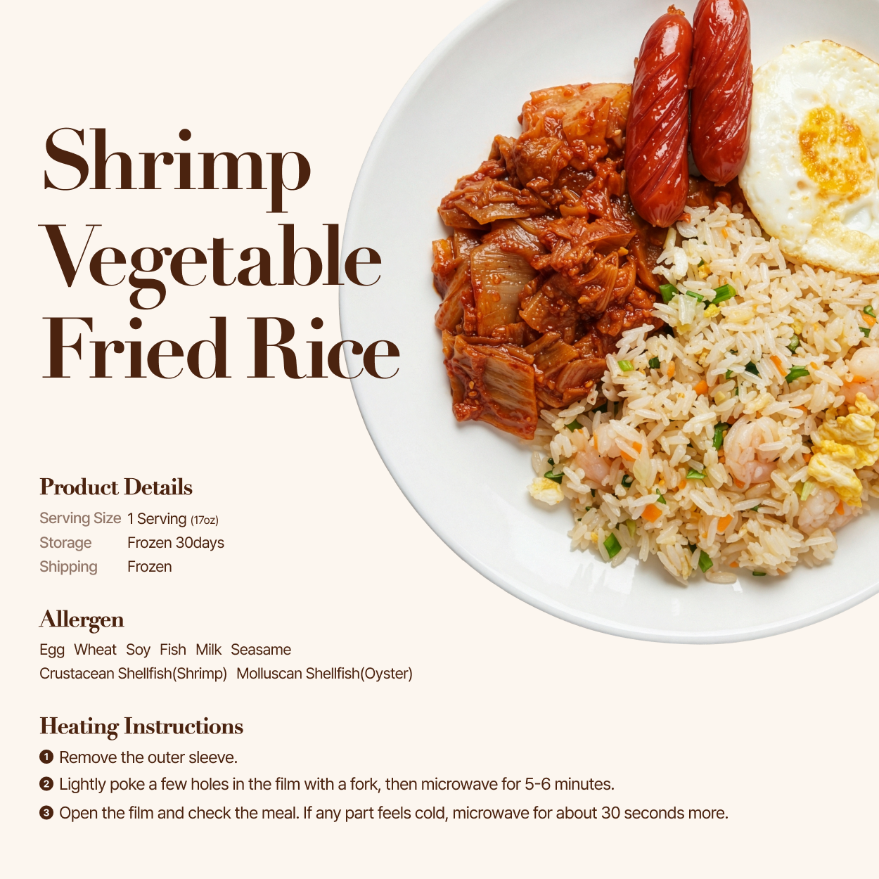 detail info of Korean shrimp vegetable fried rice frozen lunchbox | Banchan365