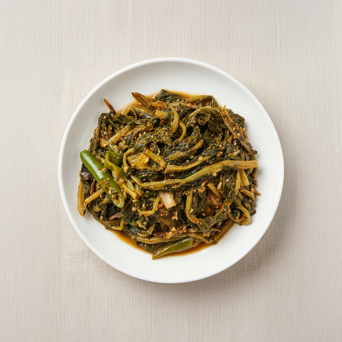 Banchan 365 Soybean Paste Stir Fried Radish Greens, ready to serve