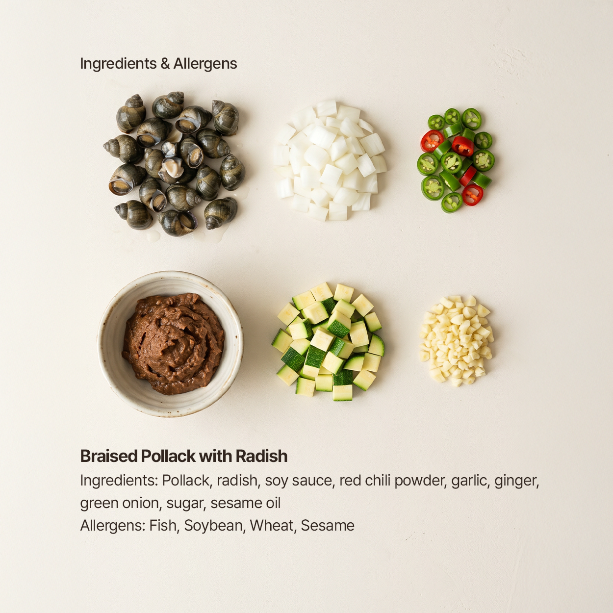 Ingredients for Korean freshwater snail gangdoenjang ssamjang | Banchan365