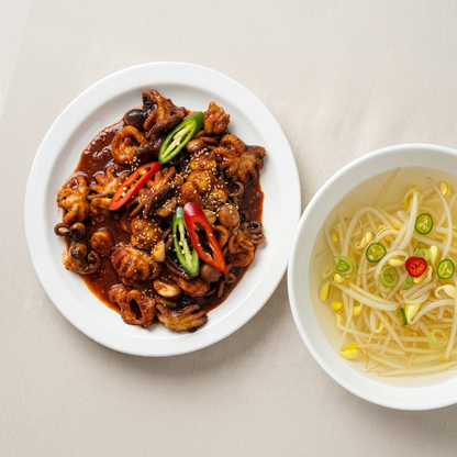 Banchan 365 Spicy Octopus and Chilled Bean Sprout Soup, ready to serve