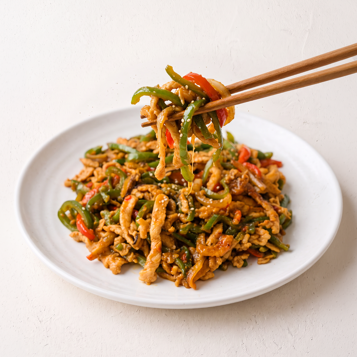 Gochu-japchae – Stir-Fried Peppers &amp; Pork