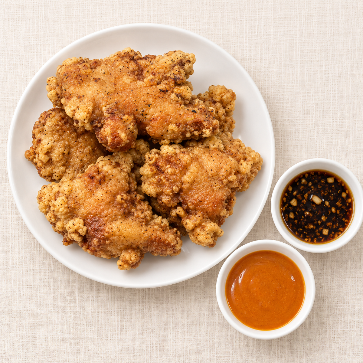 Soy garlic chicken – crispy fried chicken with soy garlic sauce and mayo sauce, fully cooked | Banchan365