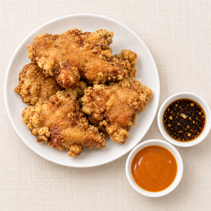 Soy garlic chicken – crispy fried chicken with soy garlic sauce and mayo sauce, fully cooked | Banchan365